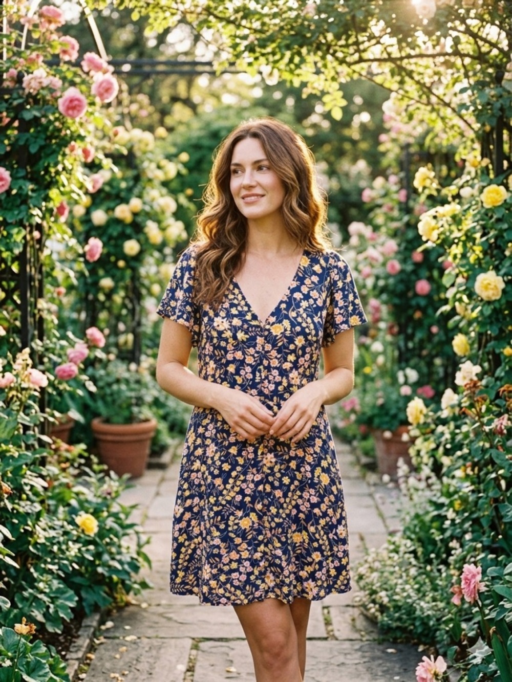☀️ 3/$25 Goodthreads Boho Floral Button Down Mini Dress Blue Large